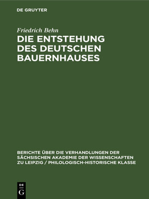 cover image of Die Entstehung des Deutschen Bauernhauses